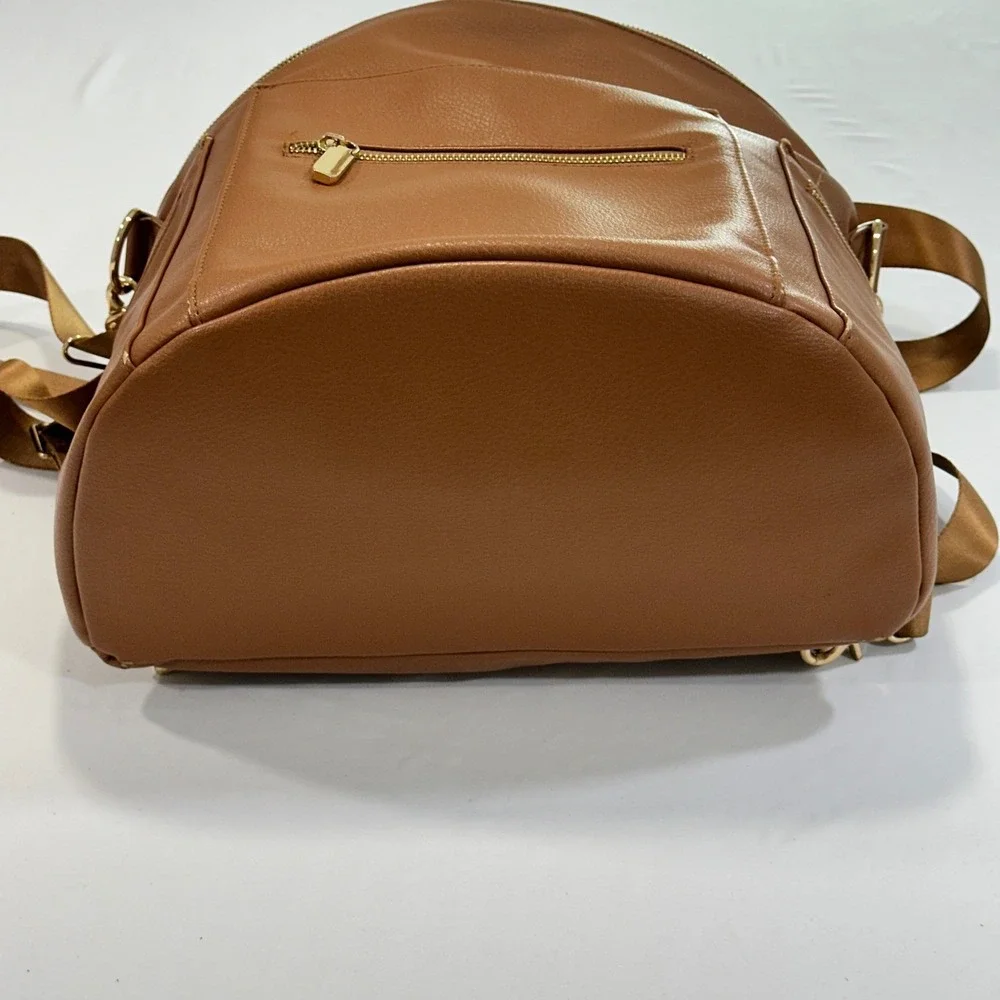 Miss Fong Diaper Bag Backpack Women‎ Large Brown Vegan Leather Insulated Classic